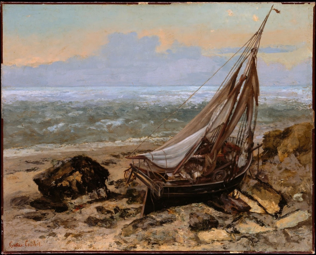 Gustave Courbet francia festő híres műve, a Halászhajó, 1865-ből.