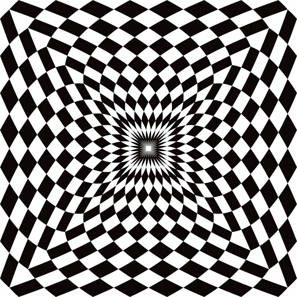 Op-art alkotás, fekete-fehér geometriai kép