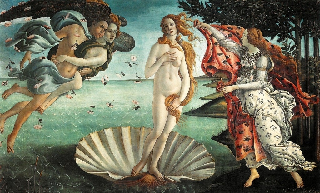 Híres akt festmények: Botticelli - Vénusz születése