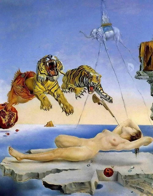 Salvador Dalí festmények, Gránátalma körül röpködő méhecskétől kiváltott álom, egy pillanattal ébredés előtt