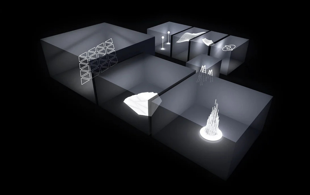 világ leglátogatottabb kiállítása, Berlin, Dark Matter kiállítás, 3D látványterv a 7 installációról